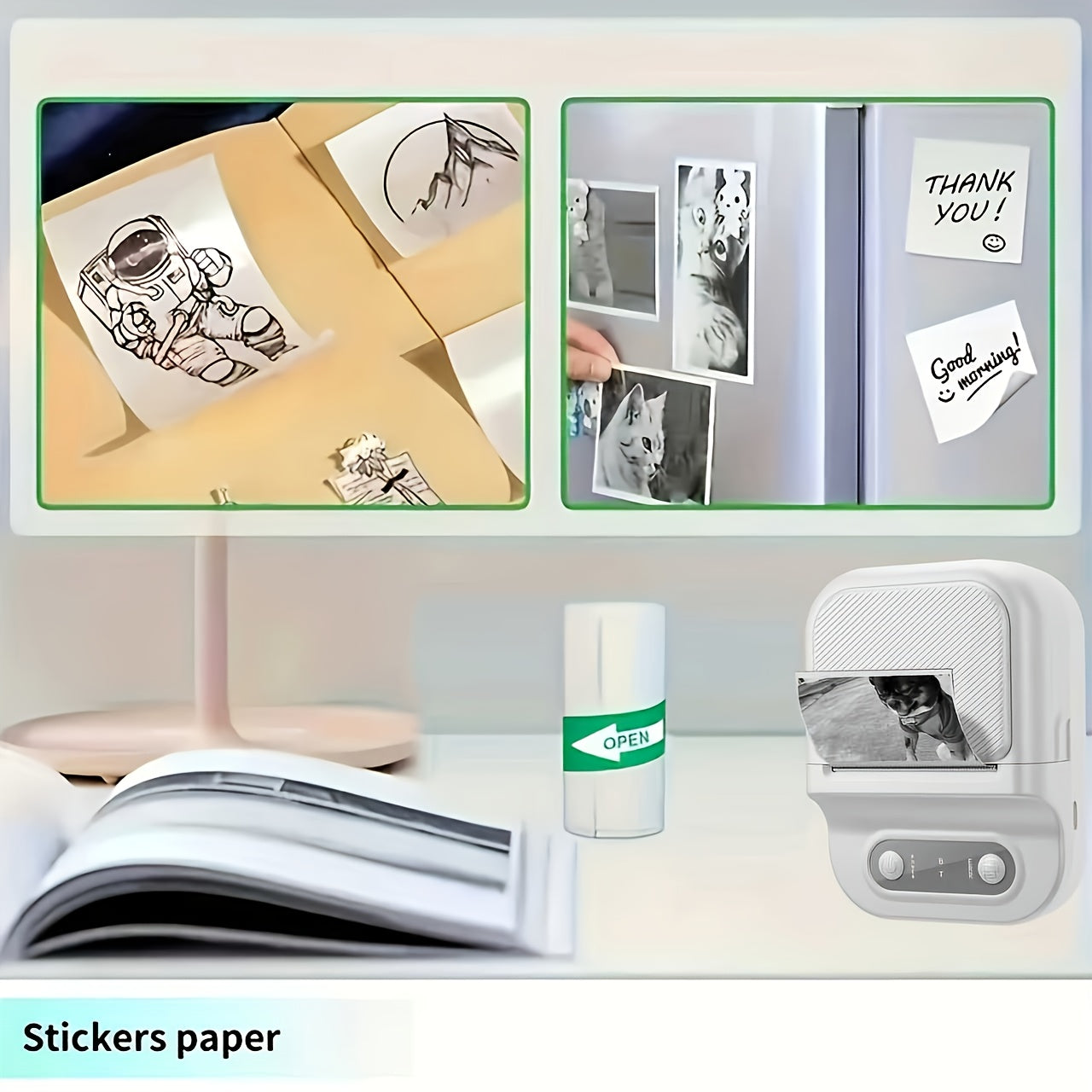Mini Thermal Label Printer Self adhesive Paper & Inkless