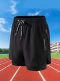 Summer Men Running Shorts Fitness Gym Training 2 in 1 Sports Shorts Quick Dry Workoutjogging Double Deck Shorts