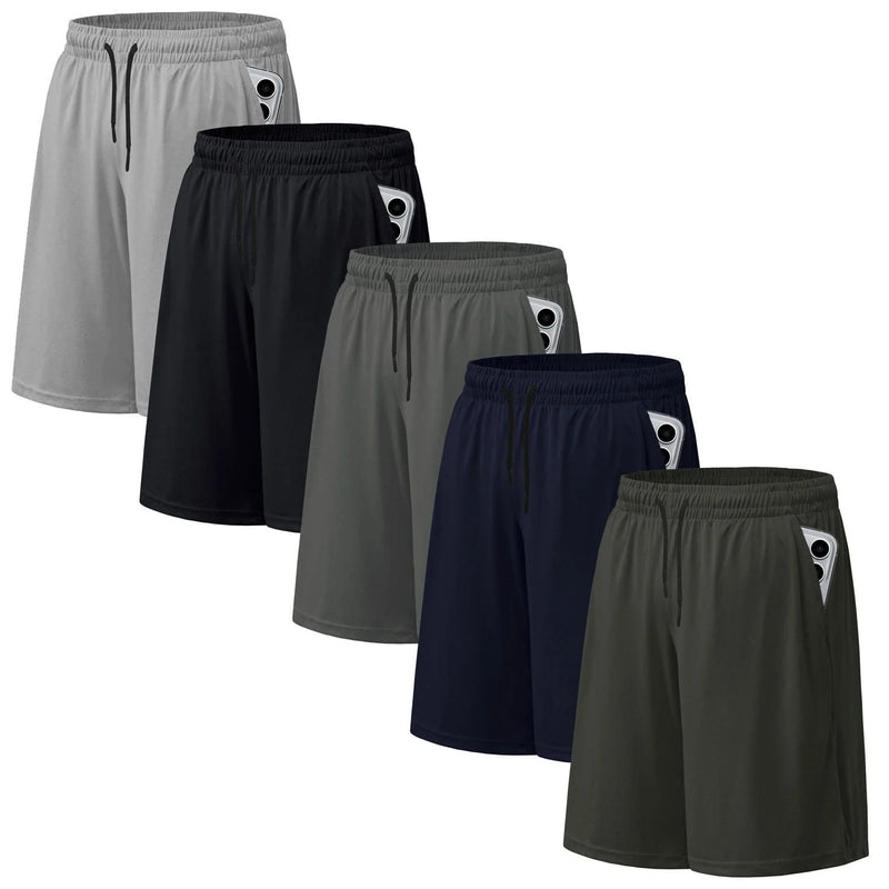 5 Pack Men's Athletic Shorts with pockets