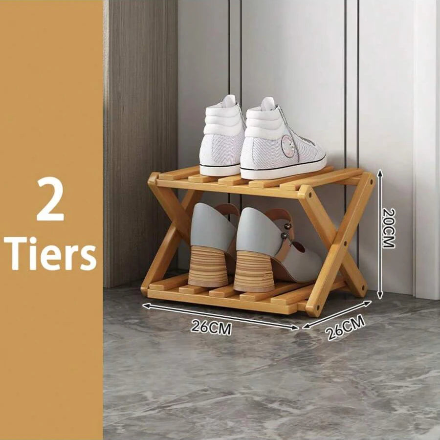  Bamboo Shoe Rack without Installation Small Shoe Rack, Foldable Shoe Storage Rack, Shoe Organizer for Entryway