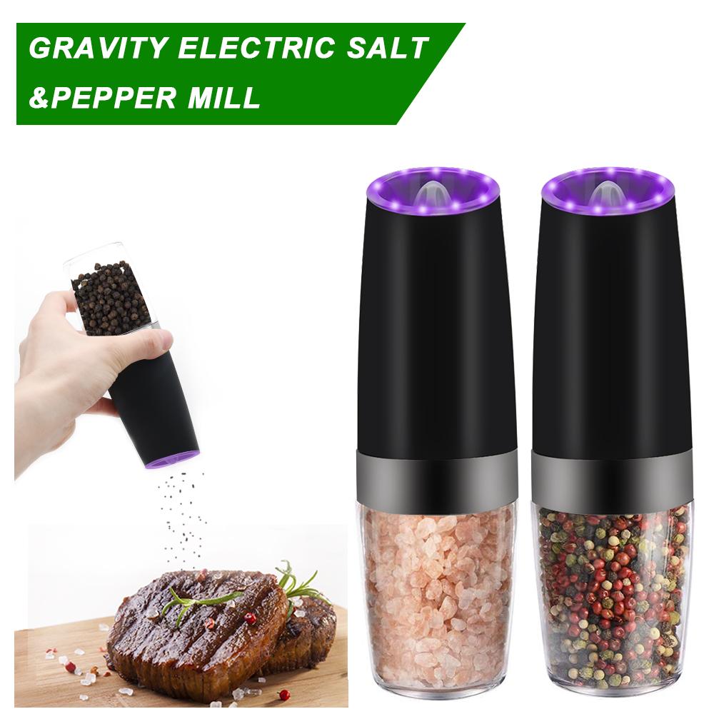 Electric Gravity Sensor Salt and Pepper Grinder with LED Light