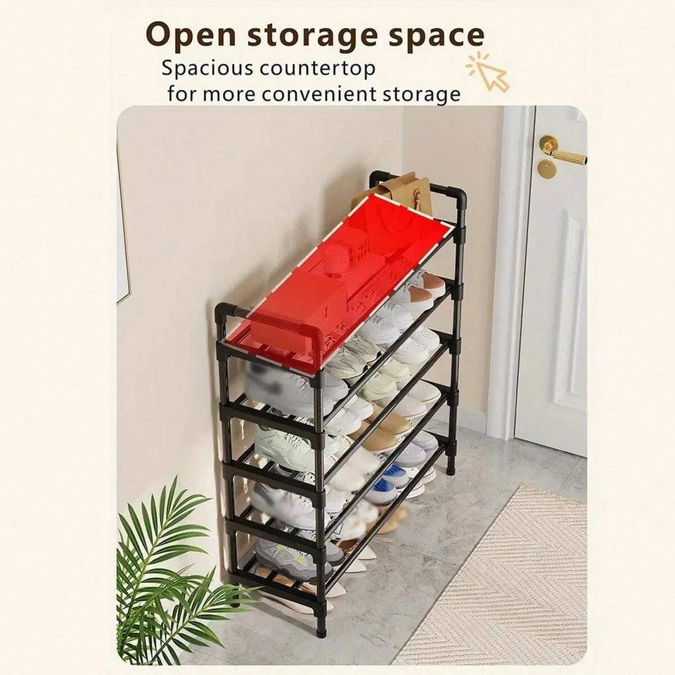 5 Layer Shoe Rack Black Shoe Storage Stand Simple Home Office Shoe Storage DIY