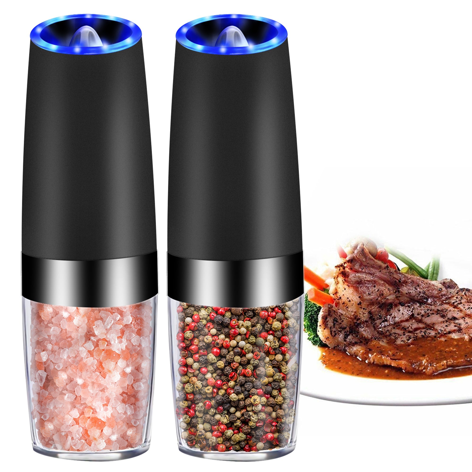 Electric Gravity Sensor Salt and Pepper Grinder with LED Light