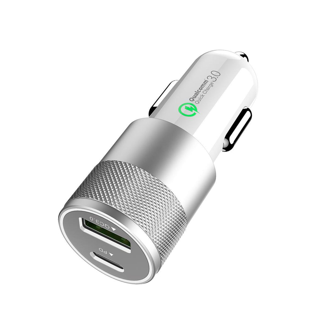 Fast Car Charger Dual Port USB-C iPhone Compatible Aluminum Body