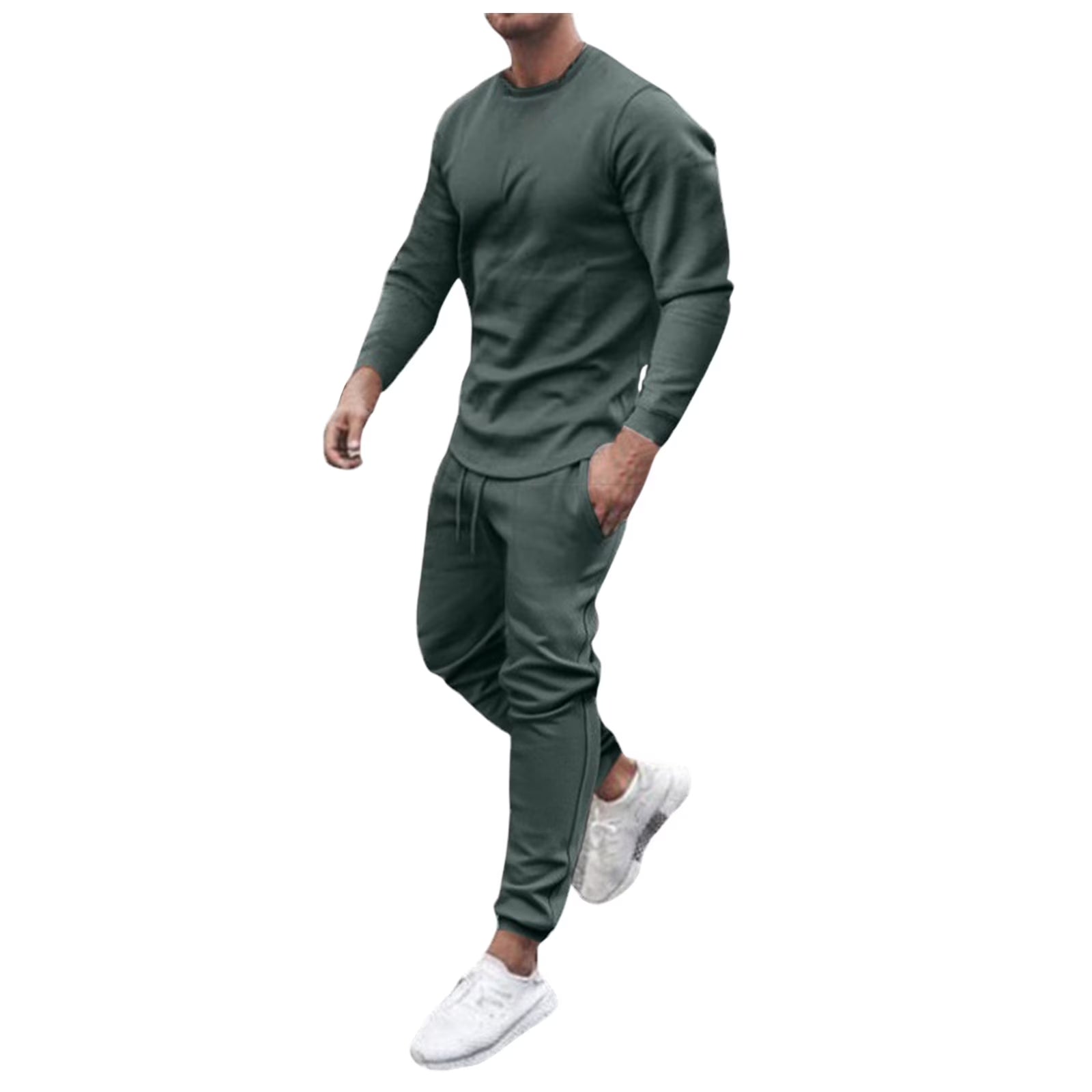 Men's Long Sleeve round Neck Tracksuit 2 Piece Set