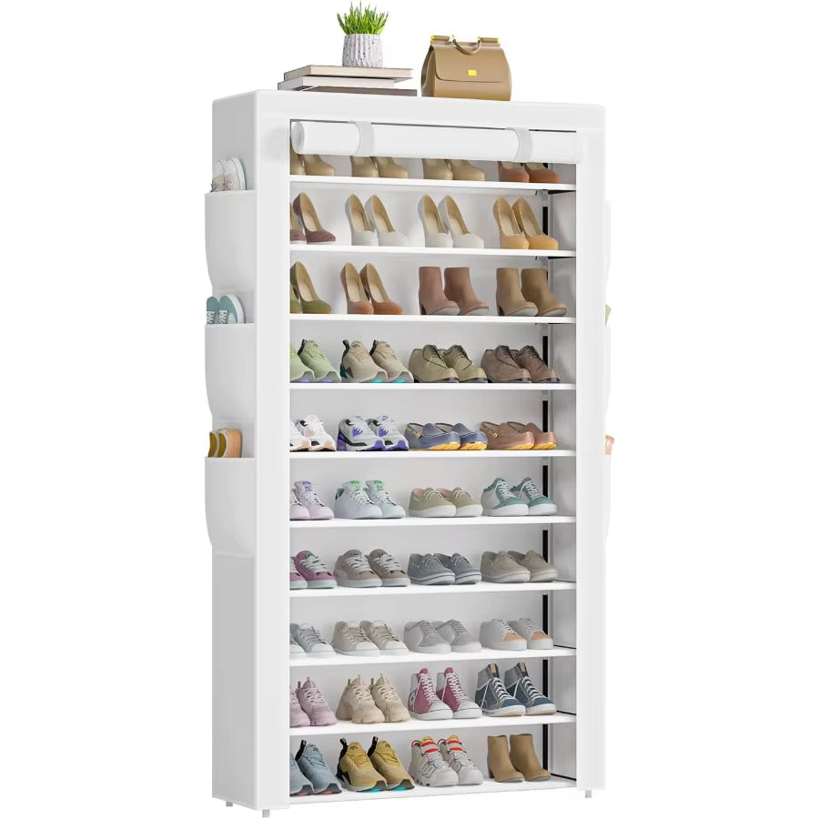 Shoe Rack 10Tier Large Capacity 5056Pairs Beautiful Tall Shoe Shelf Free Standing Storage Cabinet Entryway Closet