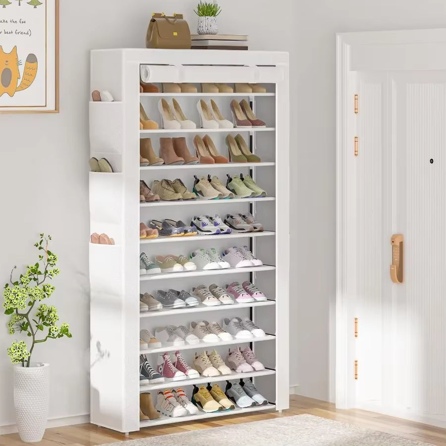 Shoe Rack 10Tier Large Capacity 5056Pairs Beautiful Tall Shoe Shelf Free Standing Storage Cabinet Entryway Closet