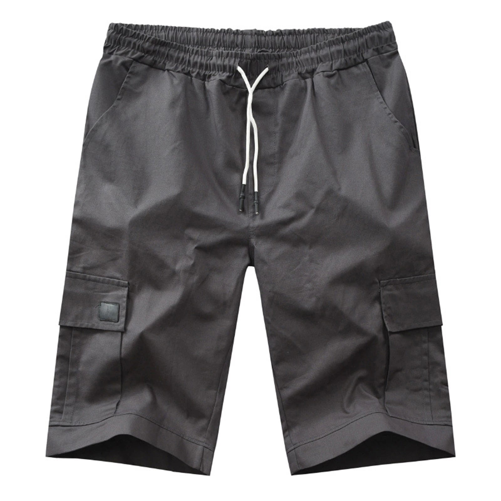 Men Casual Chino Cargo Shorts Elastic Waist Drawstring 6 Pockets Summer Trousers