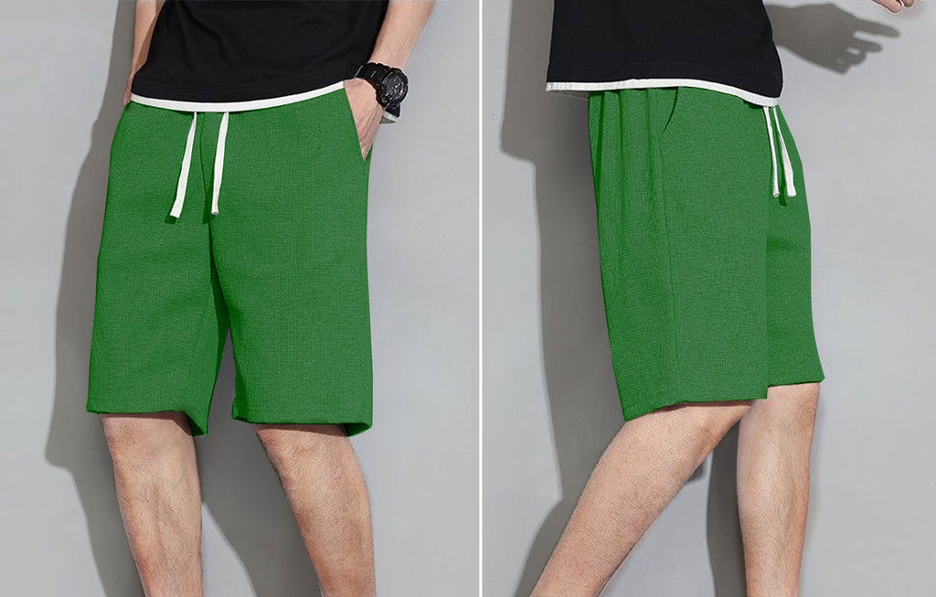 3 Pack Mens Shorts Waffle Textured Casual with Pockets & Drawstring