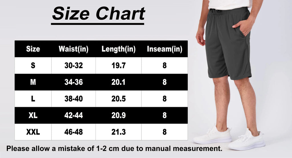 5 Pack Men's Athletic Shorts with pockets 
