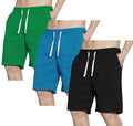3 Pack Mens Shorts Waffle Textured Casual with Pockets & Drawstring