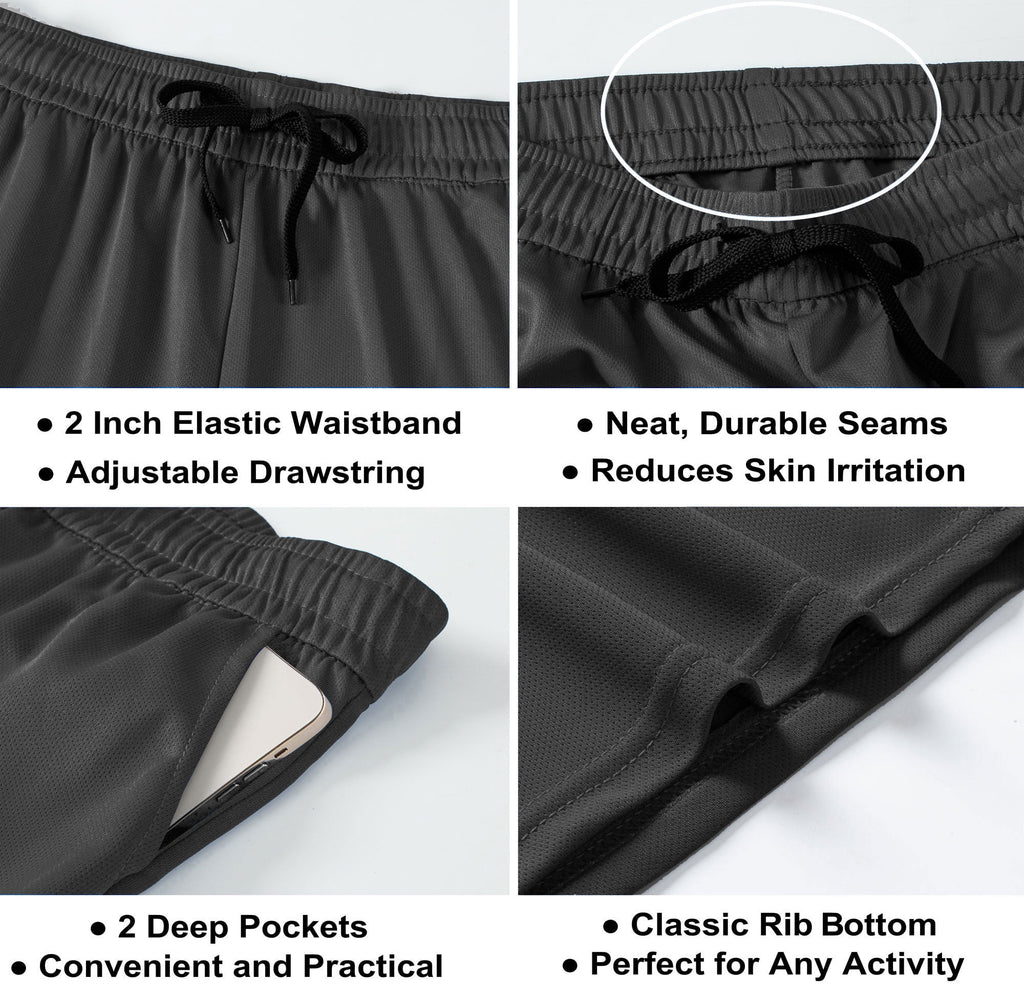 5 Pack Men's Athletic Shorts with pockets 