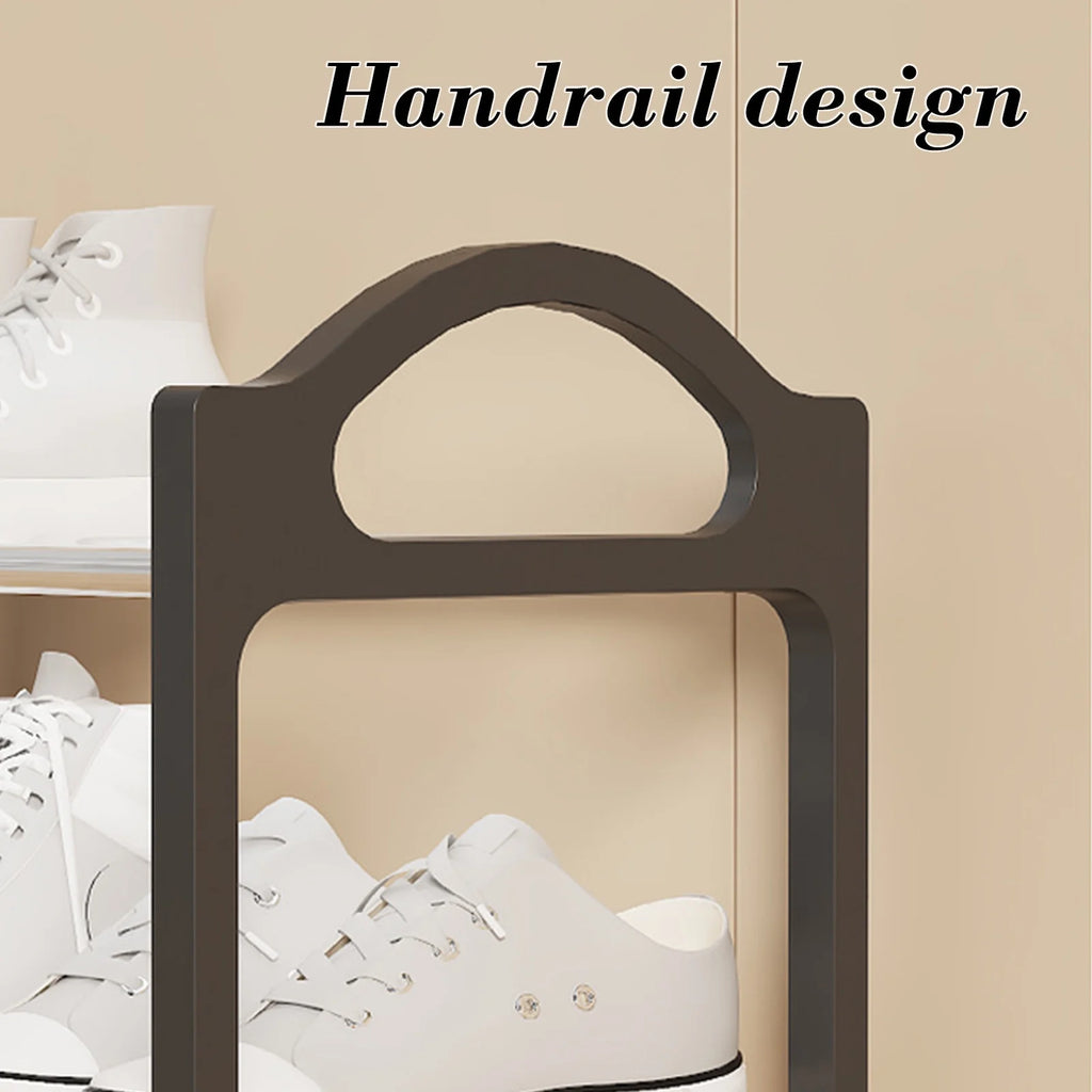  Free Standing Shoe Rack (8 Pairs of Shoes), Entryway Shoe Organizer with Storage Top for Bags or Shoes, Black
