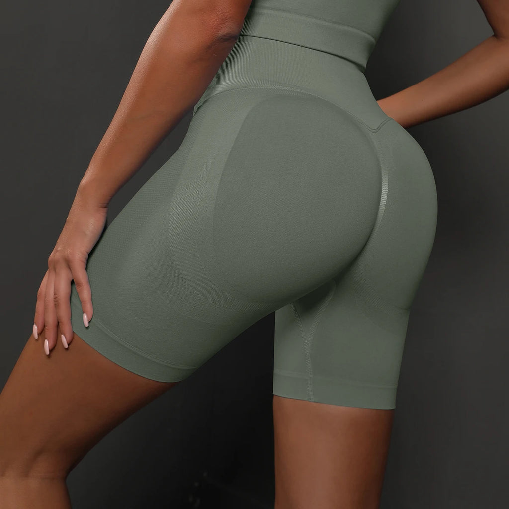  Yoga Shorts Women Seamless High Waist Push Up Fitness Cycling