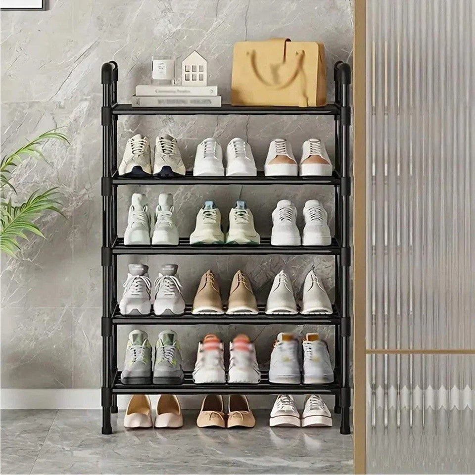 5 Layer Shoe Rack Black Shoe Storage Stand Simple Home Office Shoe Storage DIY