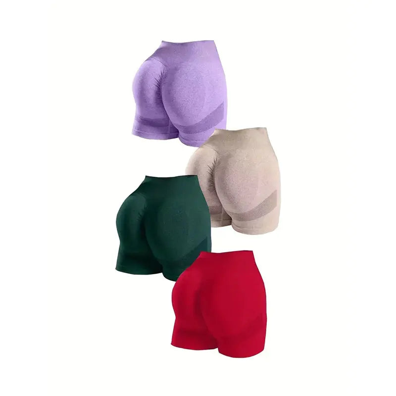 Yoga Basic 4Pcs Marled Knit Scrunch Sports Shorts