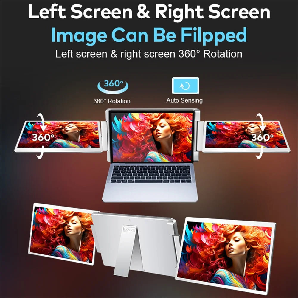 Portable LCD FHD IPS Gaming Backlit External Monitor Triple Screen Extender