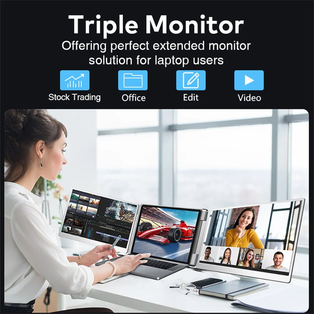 Portable LCD FHD IPS Gaming Backlit External Monitor Triple Screen Extender
