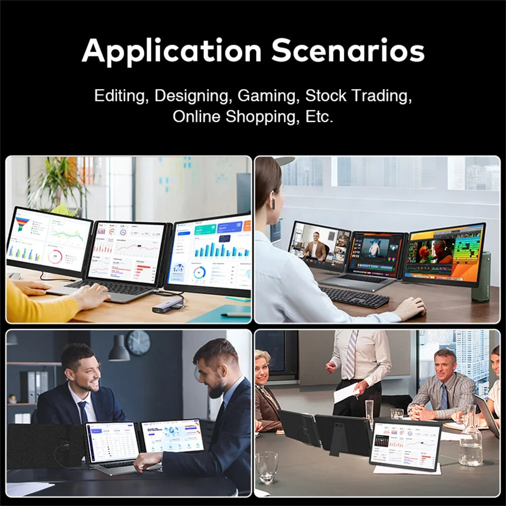14 to 16 Inch Dual Screen Extender Display FHD IPS Triple Expandable Monitors