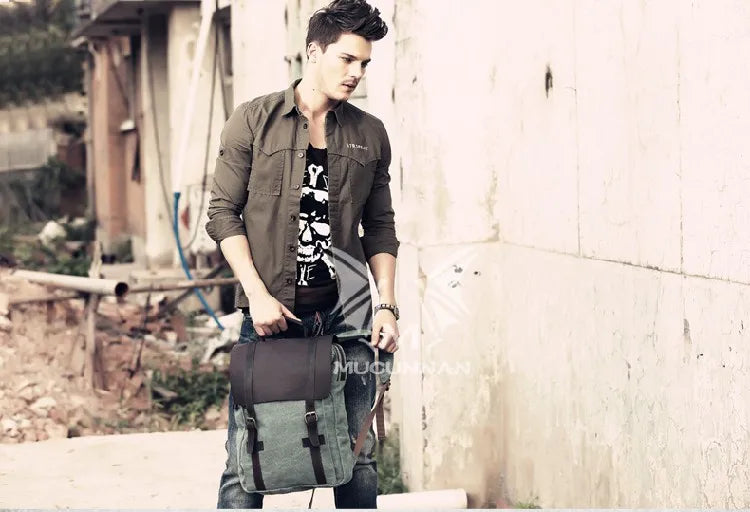Vintage Canvas Leather Men's & Women's Backpack