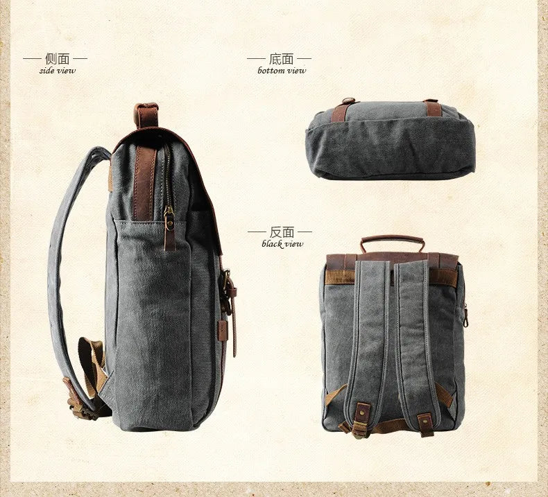 Vintage Canvas Leather Men's & Women's Backpack