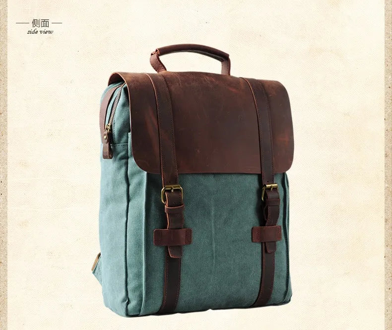 Vintage Canvas Leather Men's & Women's Backpack