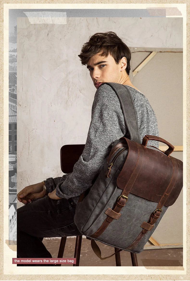 Vintage Canvas Leather Men's & Women's Backpack