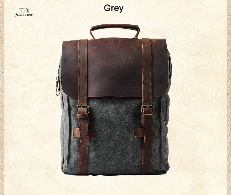 Vintage Canvas Leather Men's & Women's Backpack