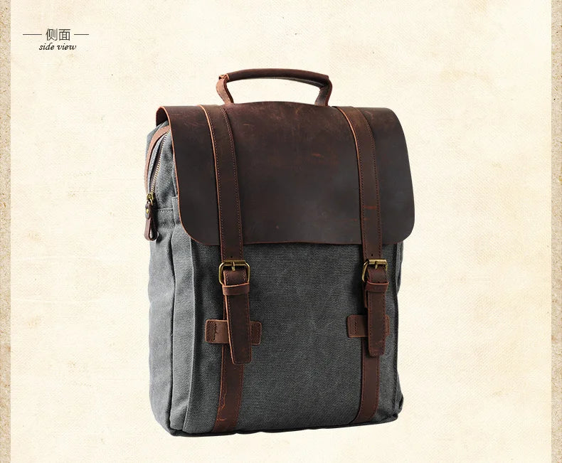 Vintage Canvas Leather Men's & Women's Backpack