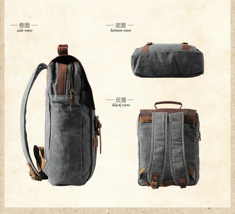 Vintage Canvas Leather Men's & Women's Backpack