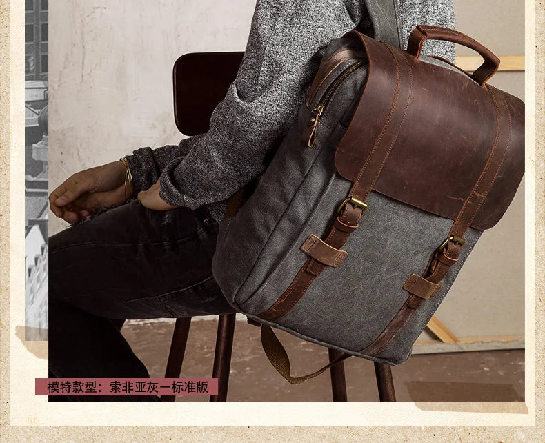 Vintage Canvas Leather Men's & Women's Backpack
