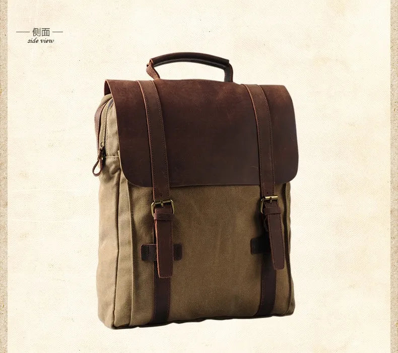 Vintage Canvas Leather Men's & Women's Backpack