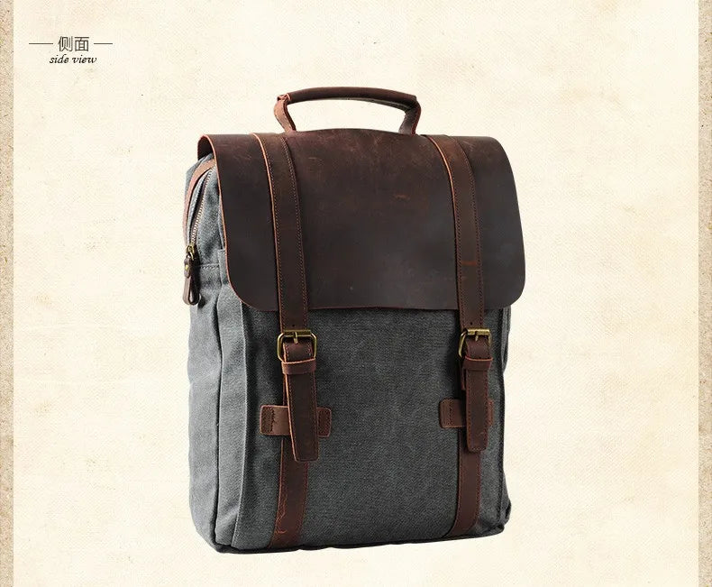 Vintage Canvas Leather Men's & Women's Backpack