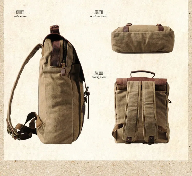 Vintage Canvas Leather Men's & Women's Backpack
