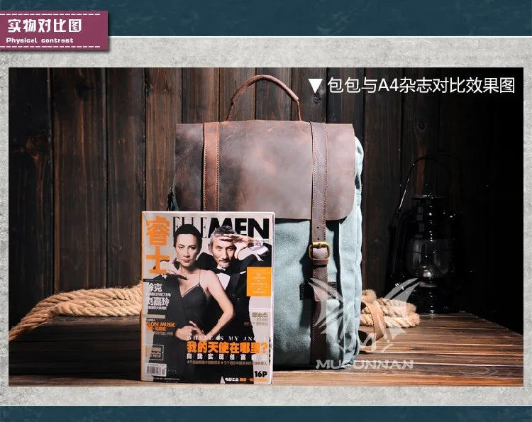 Vintage Canvas Leather Men's & Women's Backpack