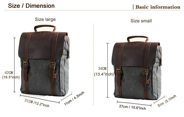 Vintage Canvas Leather Men's & Women's Backpack
