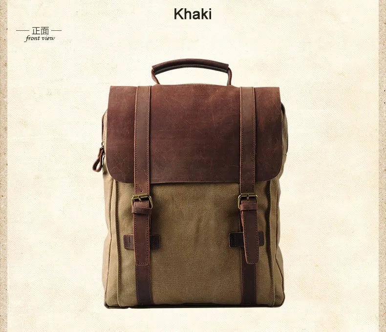 Vintage Canvas Leather Men's & Women's Backpack