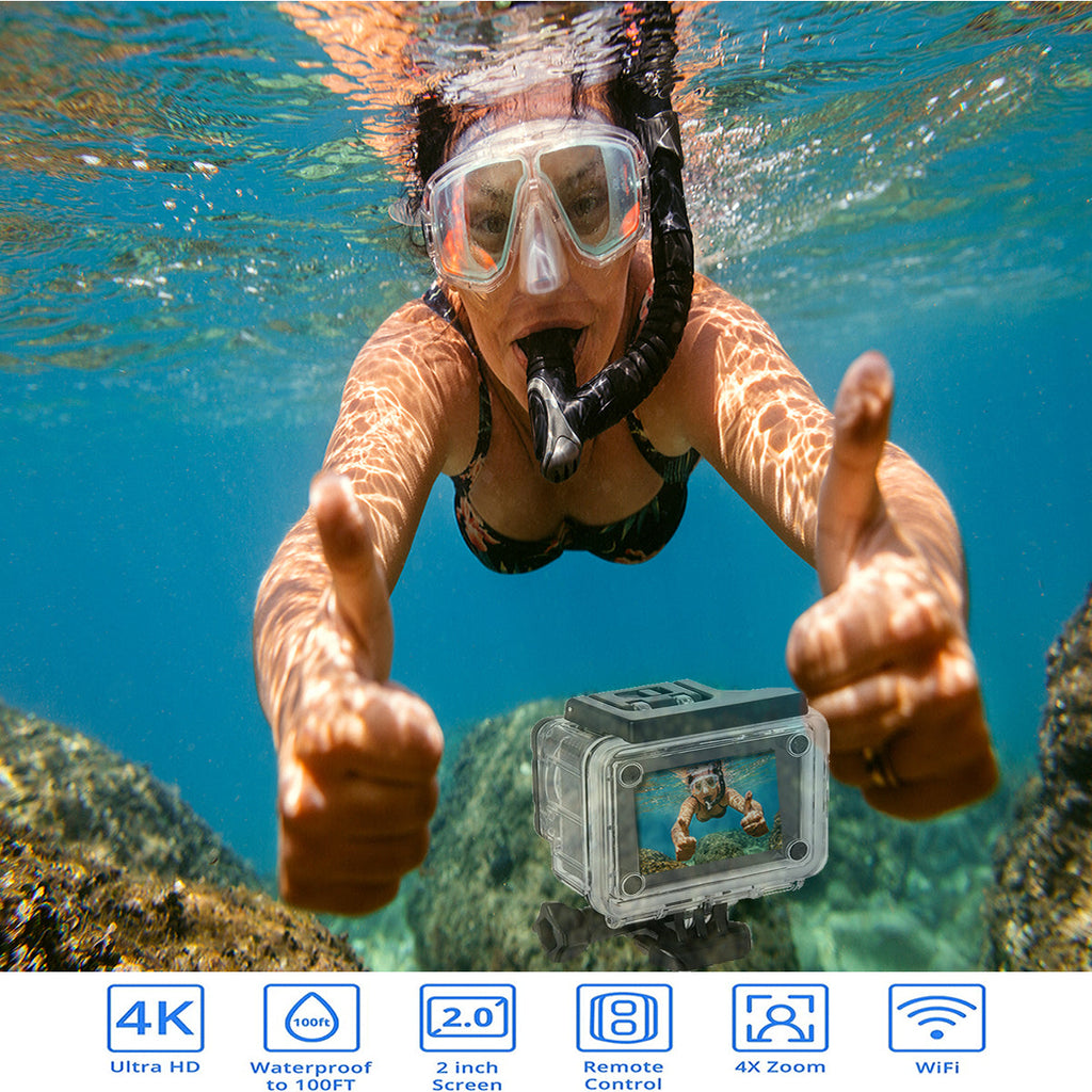 Waterproof 4K Action Camera with WiFi & Remote