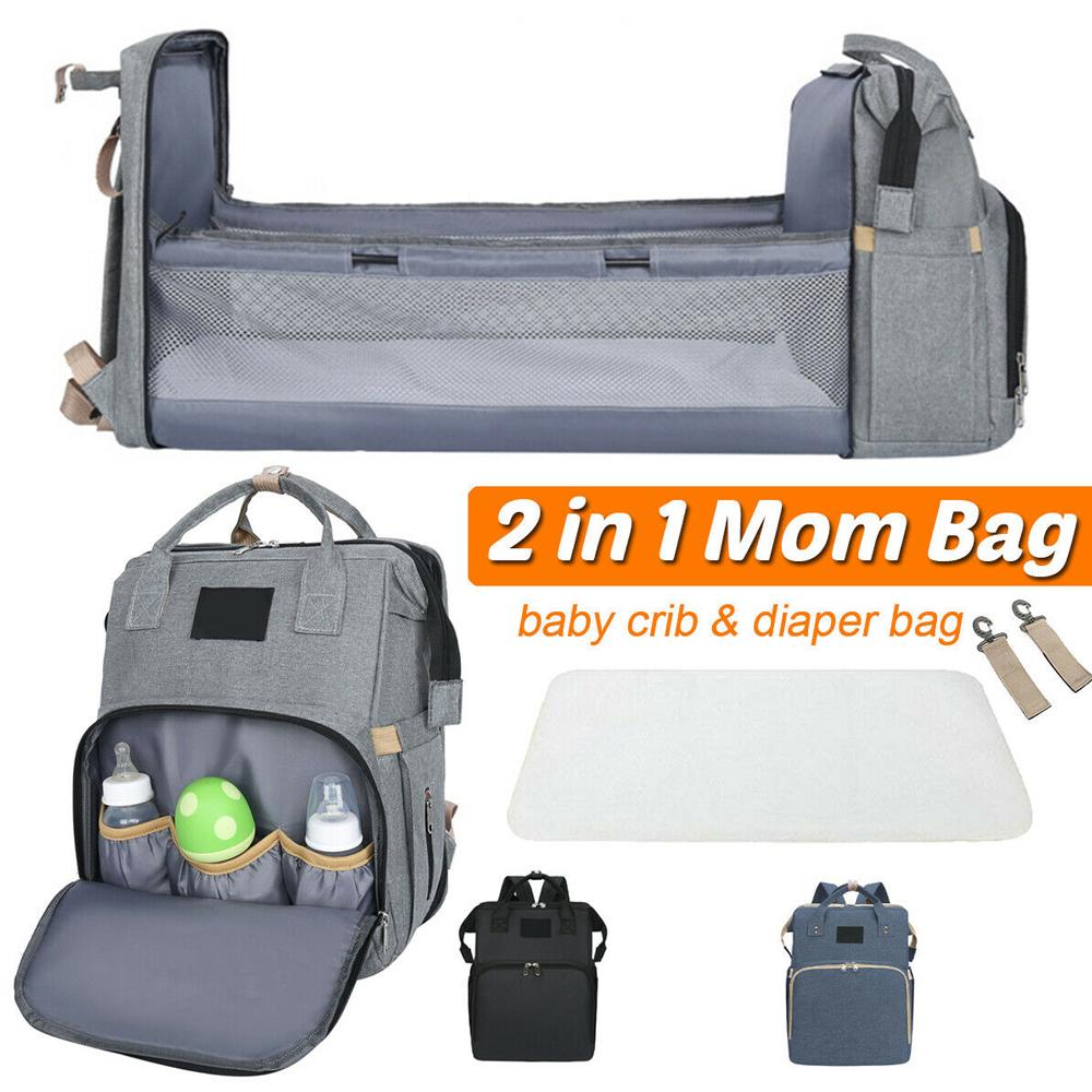 Multifunctional Diaper Backpack with Built In Baby Bed