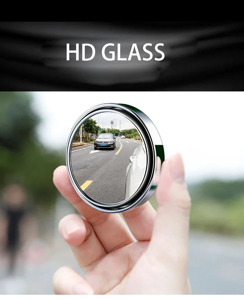 2Pcs Round Frame Convex Blind Spot Mirror Safety Driving
