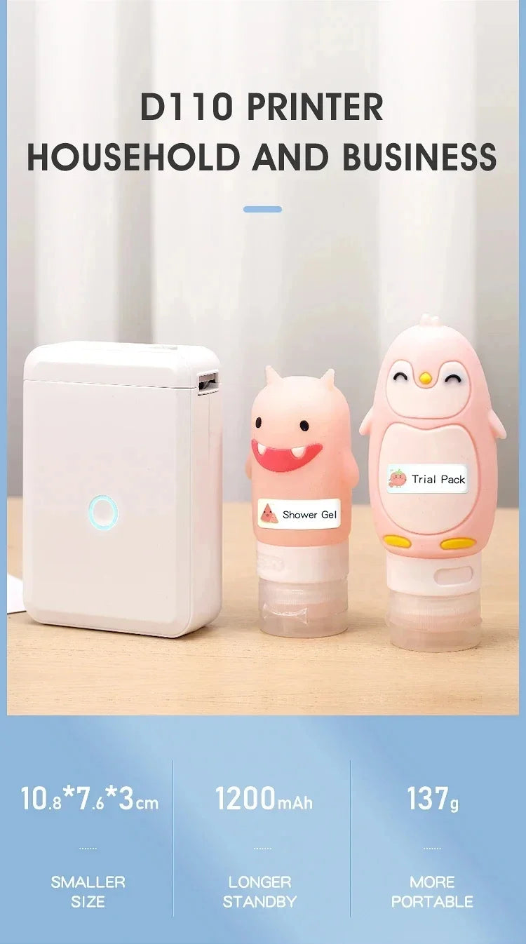 Portable Mini Printer Thermal Adhesive Sticker Label Printer Inkless Label Maker For Mobile Label