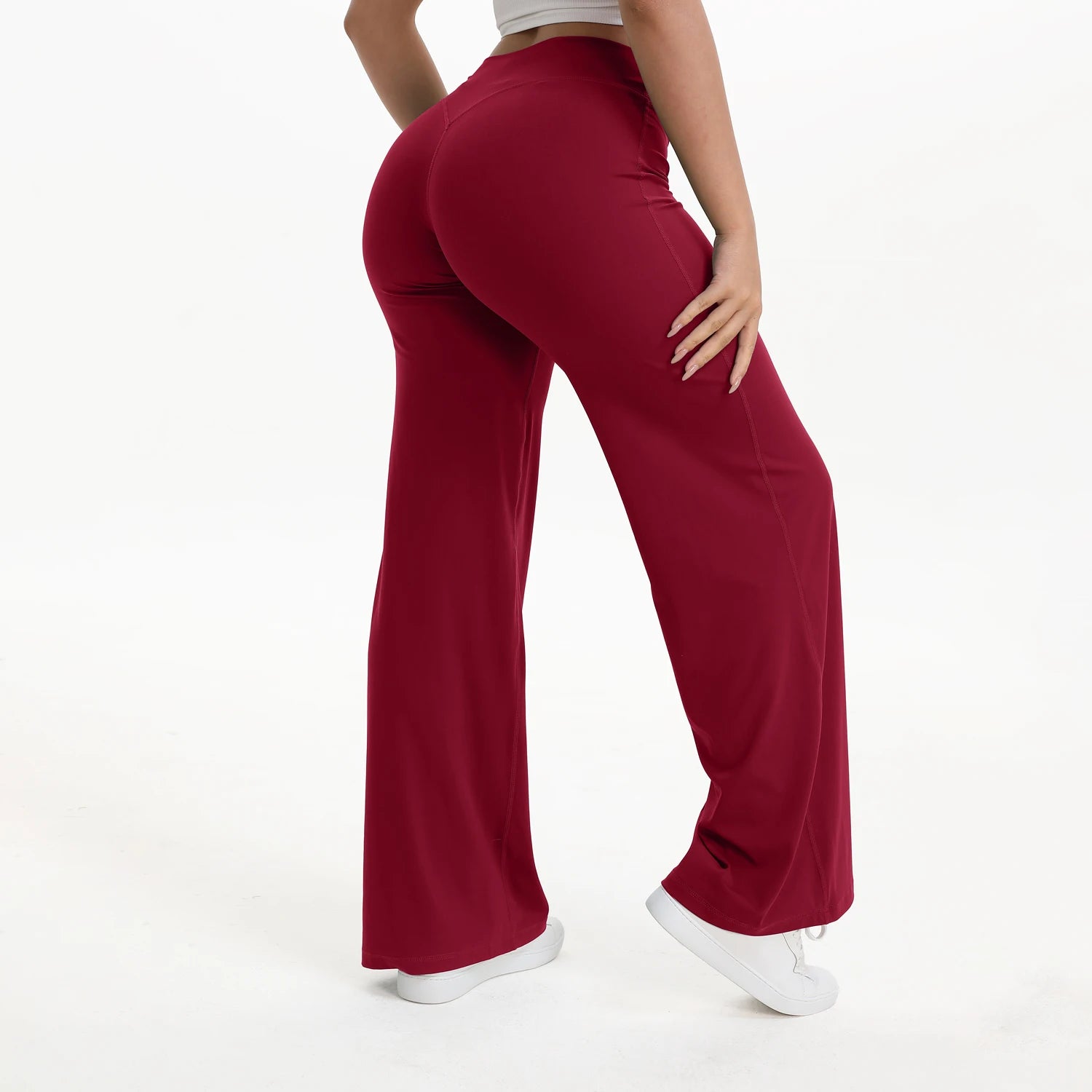 Straight Leg Bottoms Women's Mid Waist Yoga Pants