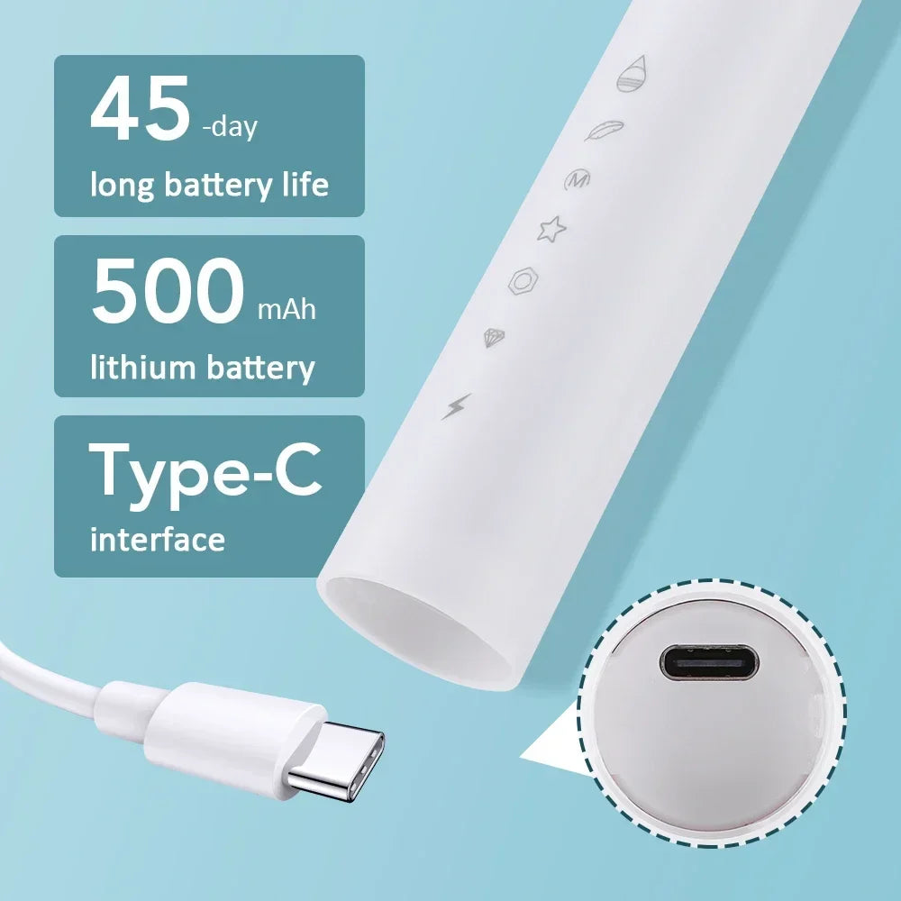 Six Modes Electric Ultrasonic Toothbrush Soft