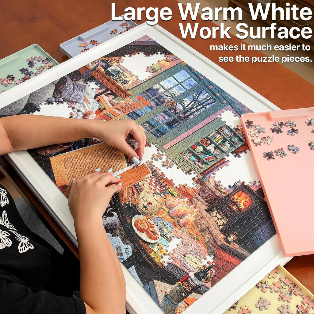 1000 Piece Rotating Plastic Puzzle Board with Drawers and Cover