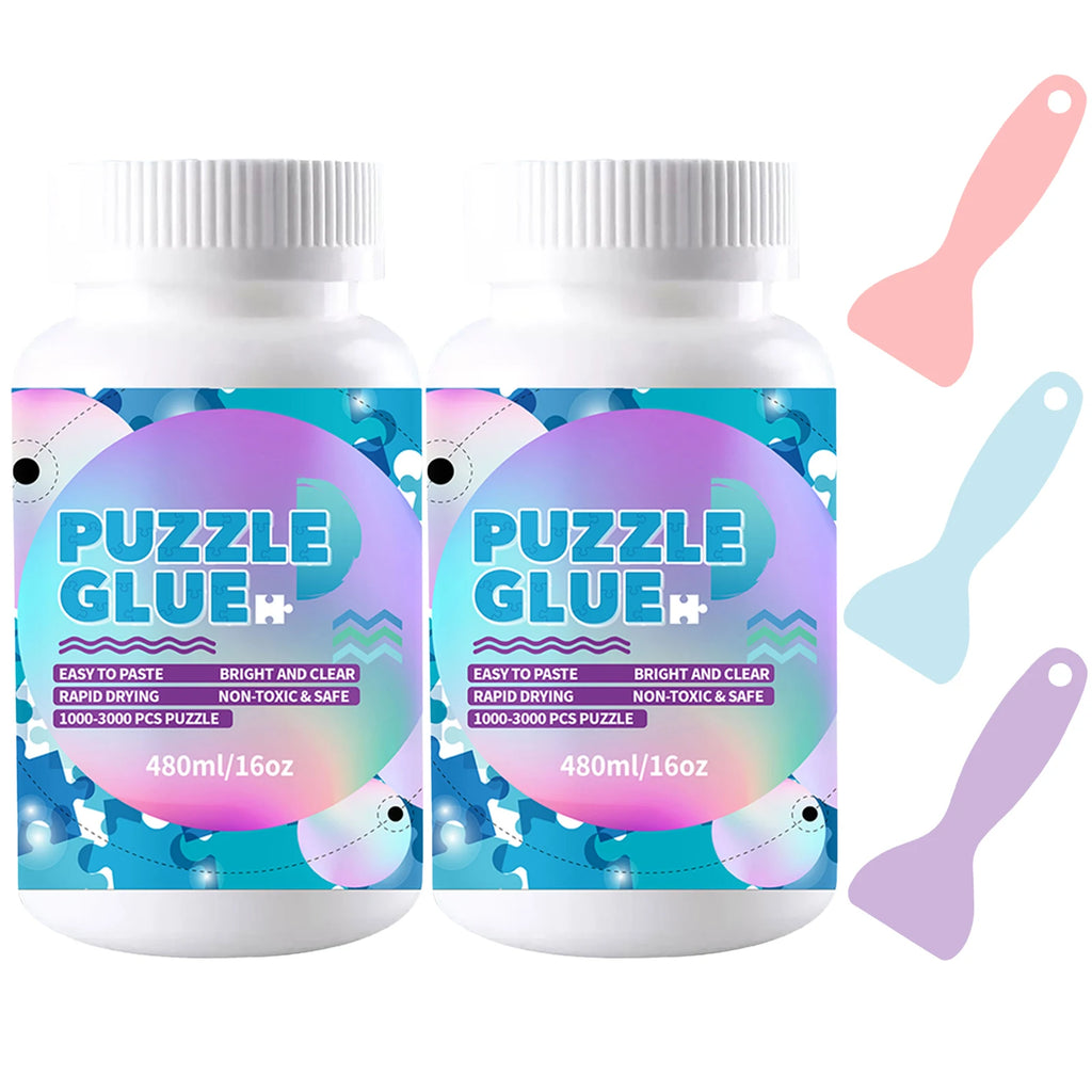 Jigsaw Puzzle Glue with Applicator Laminates and Preserves Finished Jigsaw Puzzles