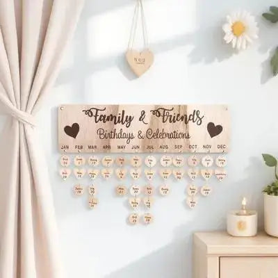 Vintage Wood Calendar Plaque Hanging Board 50 Round 50 Heart Wooden Slices