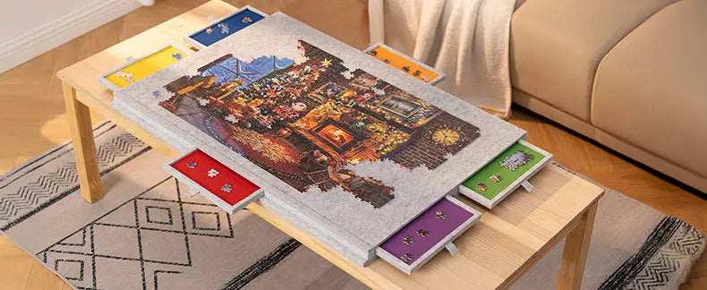 1000-1500pcs Puzzle Board with 6 Sliding Drawers