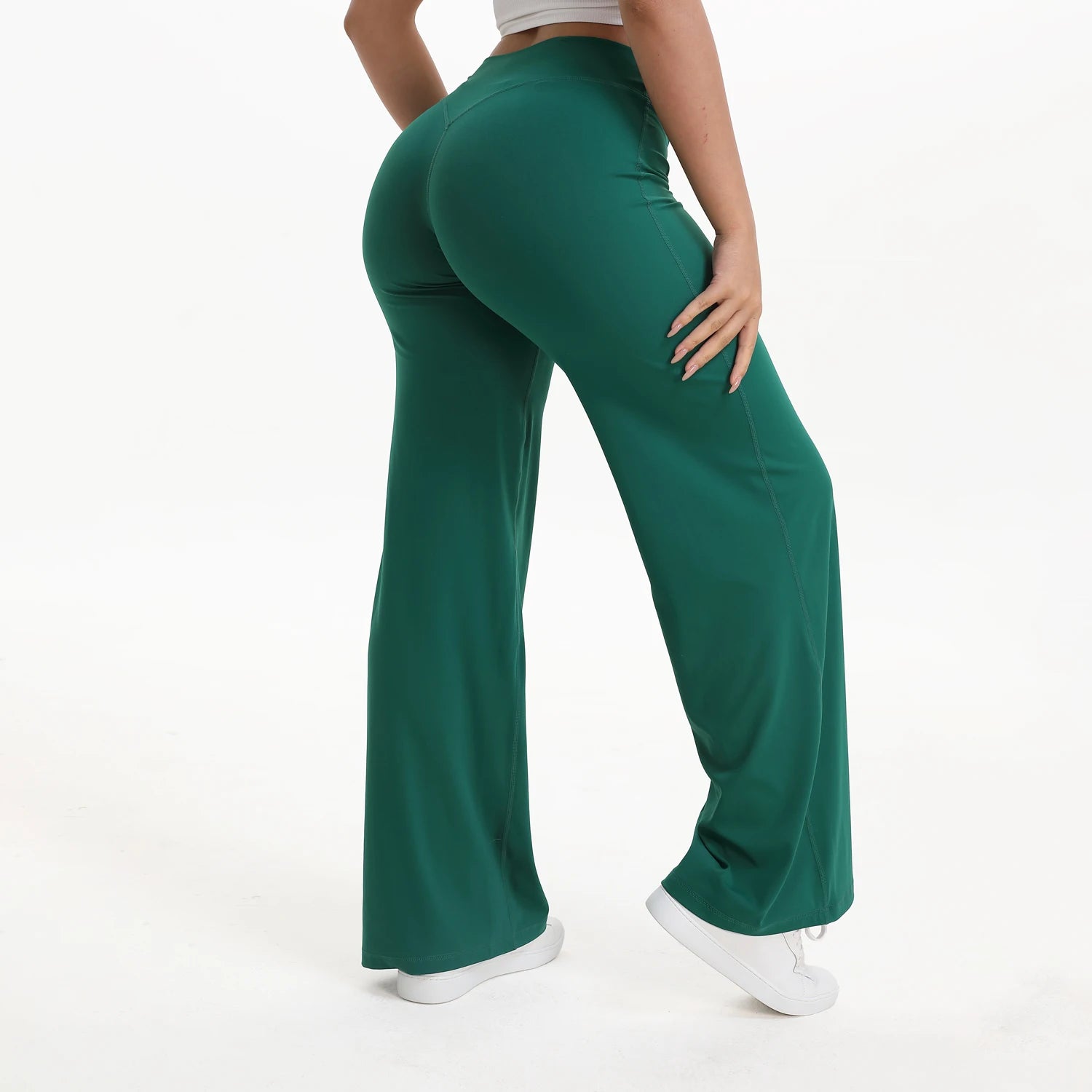 Straight Leg Bottoms Women's Mid Waist Yoga Pants