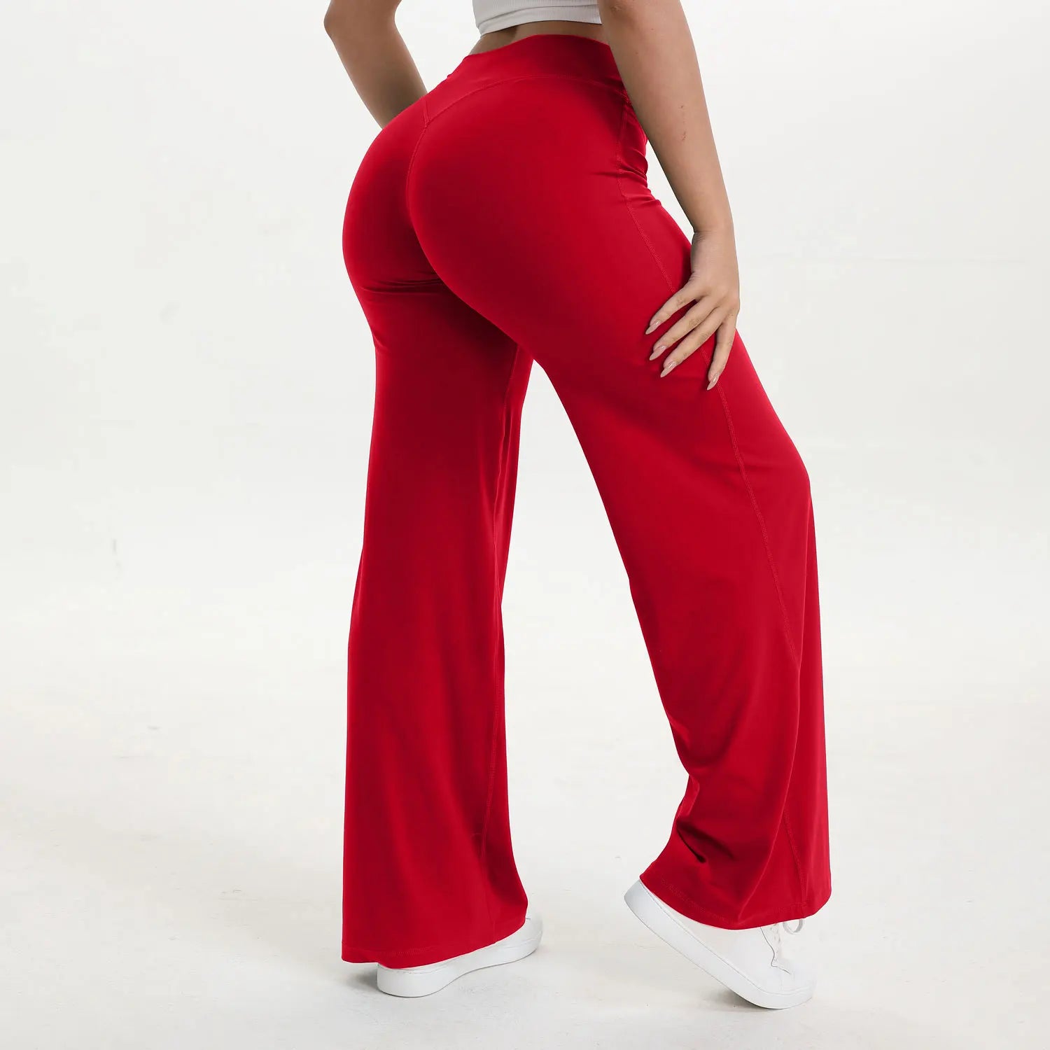 Straight Leg Bottoms Women's Mid Waist Yoga Pants