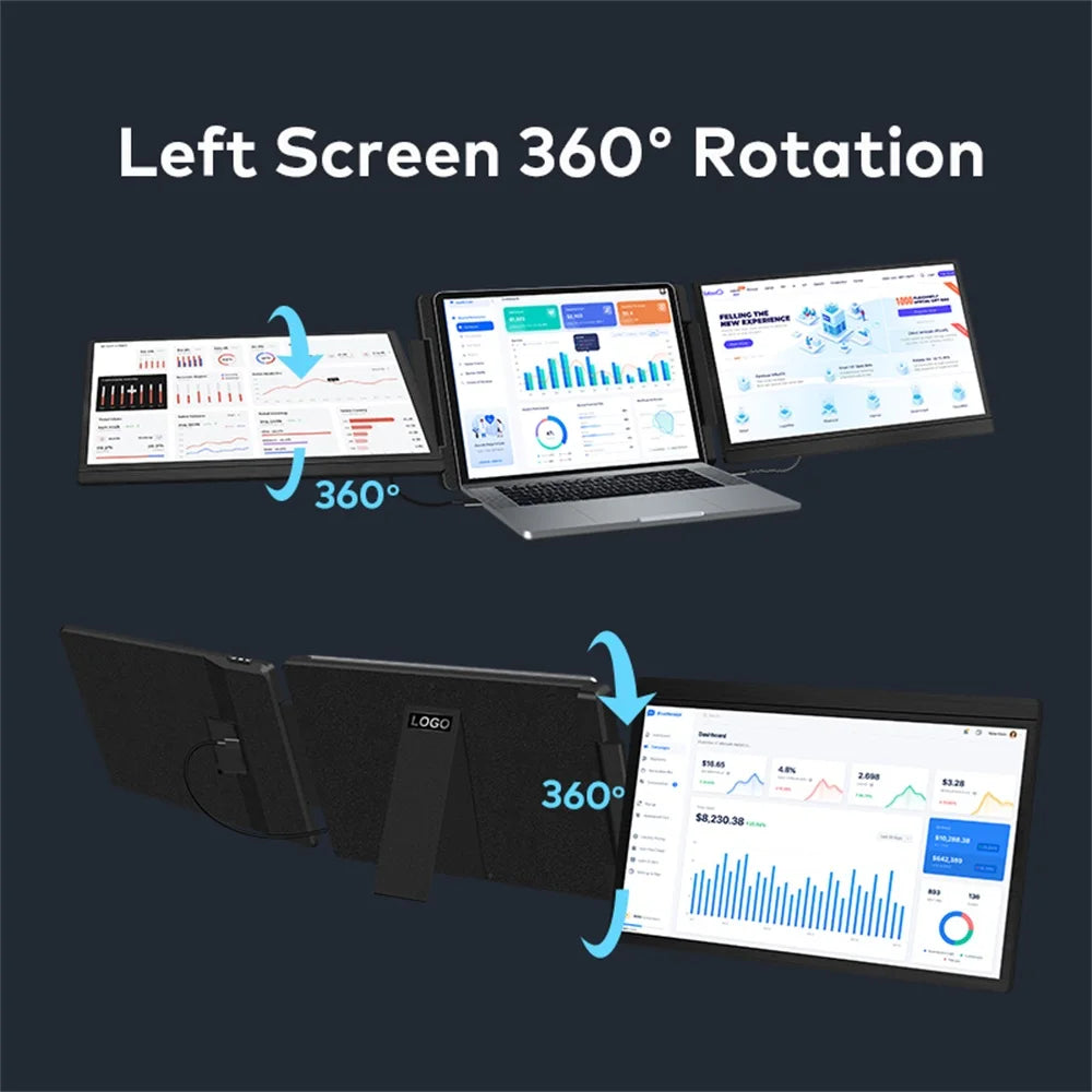 14 to 16 Inch Dual Screen Extender Display FHD IPS Triple Expandable Monitors